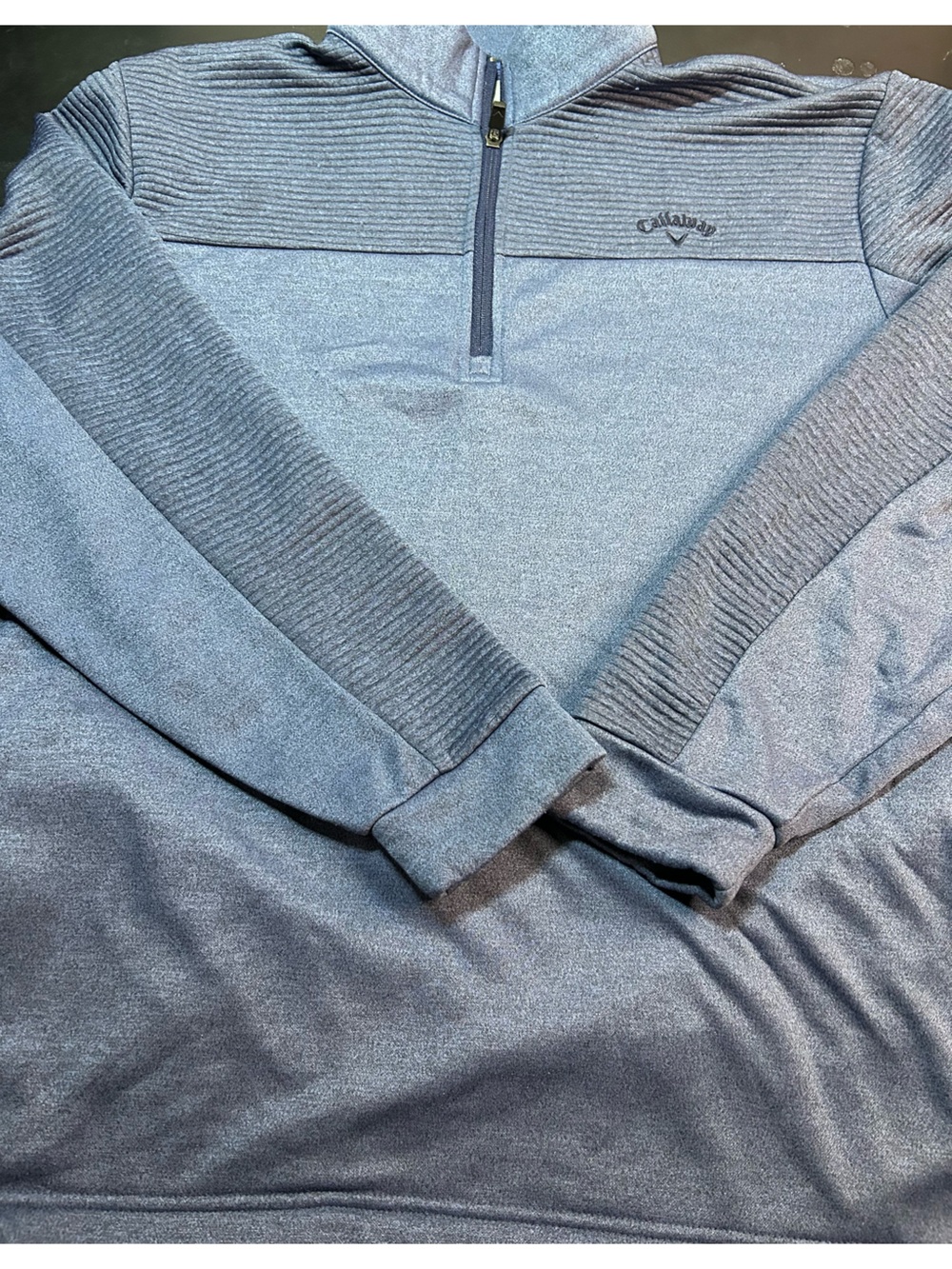 Callaway Men’s Slate Blue Quarter-Zip Ribbed Pullover